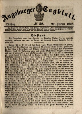 Augsburger Tagblatt Dienstag 27. Februar 1838