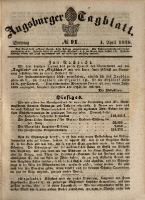 Augsburger Tagblatt Sonntag 1. April 1838