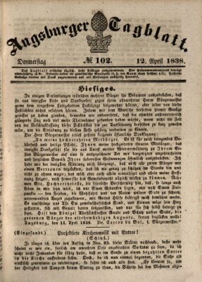 Augsburger Tagblatt Donnerstag 12. April 1838