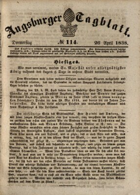 Augsburger Tagblatt Donnerstag 26. April 1838