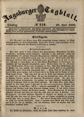 Augsburger Tagblatt Samstag 28. April 1838