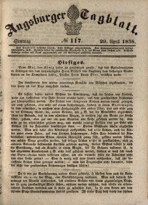 Augsburger Tagblatt Sonntag 29. April 1838