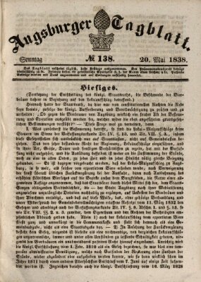 Augsburger Tagblatt Sonntag 20. Mai 1838