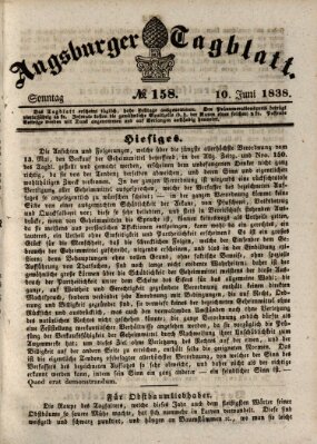 Augsburger Tagblatt Sonntag 10. Juni 1838