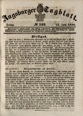 Augsburger Tagblatt Freitag 15. Juni 1838