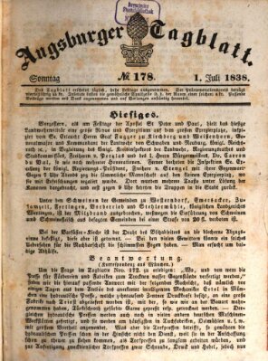 Augsburger Tagblatt Sonntag 1. Juli 1838