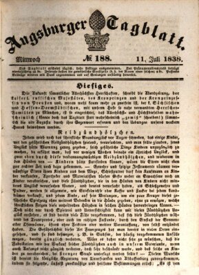 Augsburger Tagblatt Mittwoch 11. Juli 1838