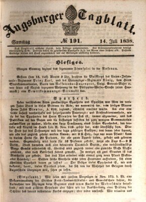 Augsburger Tagblatt Samstag 14. Juli 1838