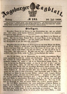 Augsburger Tagblatt Montag 16. Juli 1838