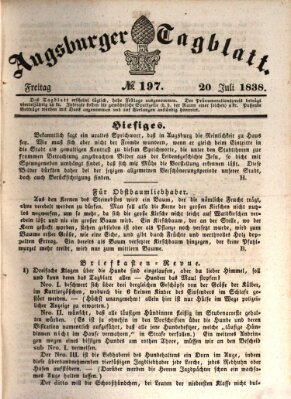 Augsburger Tagblatt Freitag 20. Juli 1838