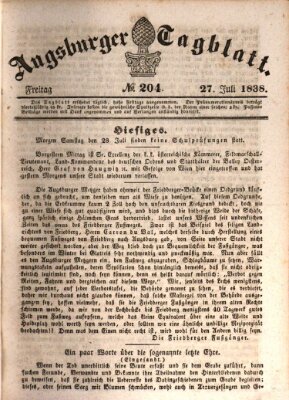 Augsburger Tagblatt Freitag 27. Juli 1838