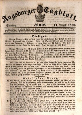 Augsburger Tagblatt Samstag 11. August 1838