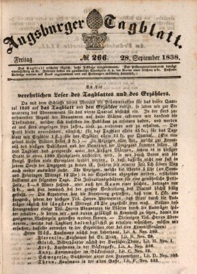 Augsburger Tagblatt Freitag 28. September 1838