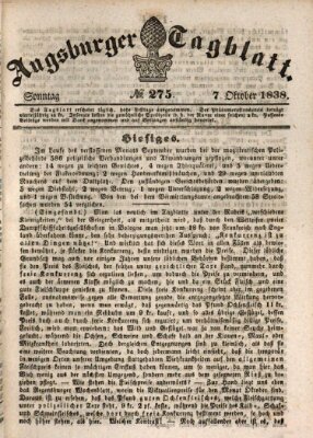 Augsburger Tagblatt Sonntag 7. Oktober 1838