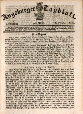 Augsburger Tagblatt Donnerstag 18. Oktober 1838