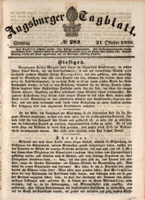 Augsburger Tagblatt Sonntag 21. Oktober 1838