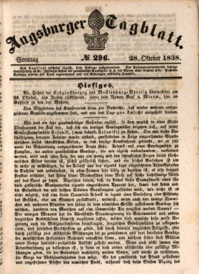 Augsburger Tagblatt Sonntag 28. Oktober 1838