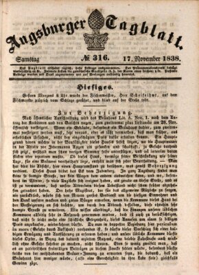 Augsburger Tagblatt Samstag 17. November 1838