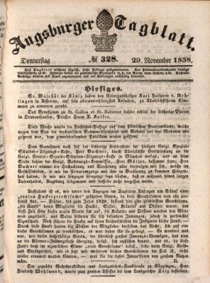 Augsburger Tagblatt Donnerstag 29. November 1838