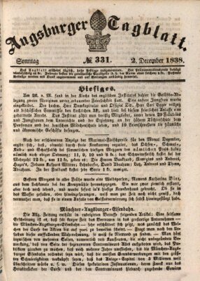 Augsburger Tagblatt Sonntag 2. Dezember 1838