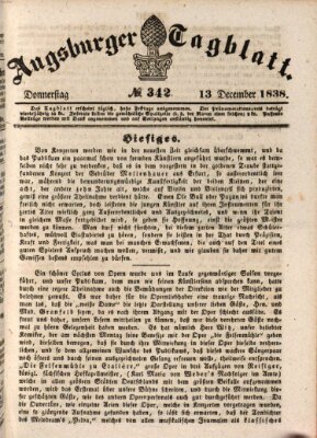 Augsburger Tagblatt Donnerstag 13. Dezember 1838