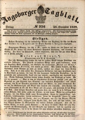 Augsburger Tagblatt Freitag 28. Dezember 1838