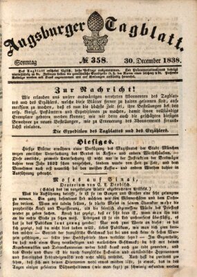 Augsburger Tagblatt Sonntag 30. Dezember 1838