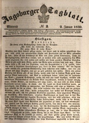 Augsburger Tagblatt Mittwoch 2. Januar 1839