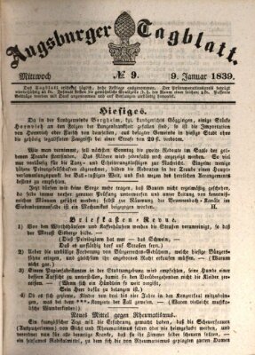 Augsburger Tagblatt Mittwoch 9. Januar 1839