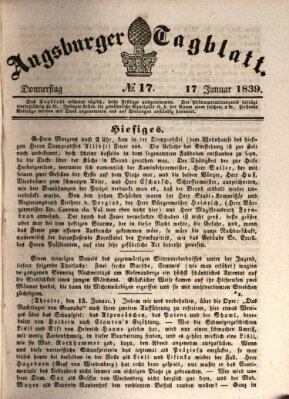 Augsburger Tagblatt Donnerstag 17. Januar 1839