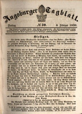 Augsburger Tagblatt Freitag 8. Februar 1839