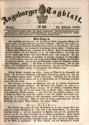 Augsburger Tagblatt Freitag 15. Februar 1839