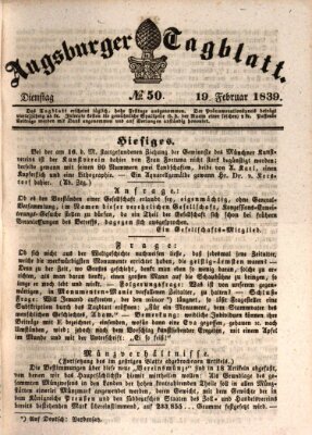 Augsburger Tagblatt Dienstag 19. Februar 1839