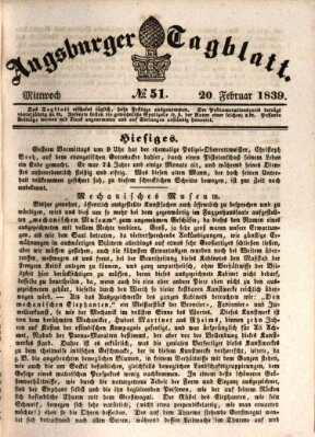 Augsburger Tagblatt Mittwoch 20. Februar 1839