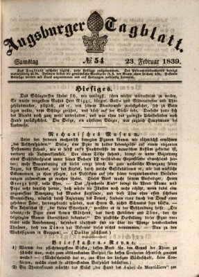 Augsburger Tagblatt Samstag 23. Februar 1839