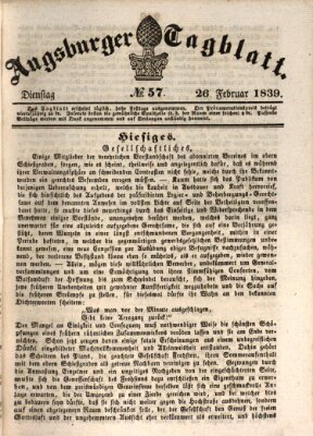 Augsburger Tagblatt Dienstag 26. Februar 1839