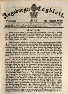 Augsburger Tagblatt Donnerstag 28. Februar 1839