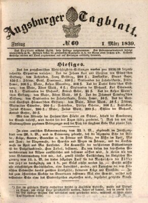 Augsburger Tagblatt Freitag 1. März 1839