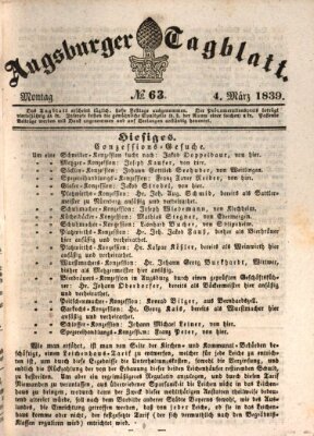 Augsburger Tagblatt Montag 4. März 1839