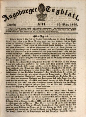 Augsburger Tagblatt Dienstag 12. März 1839