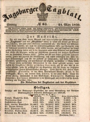 Augsburger Tagblatt Sonntag 24. März 1839