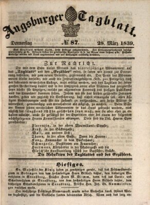 Augsburger Tagblatt Donnerstag 28. März 1839