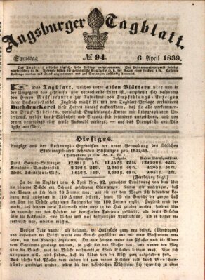 Augsburger Tagblatt Samstag 6. April 1839