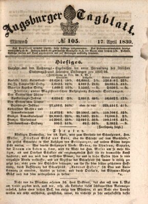 Augsburger Tagblatt Mittwoch 17. April 1839