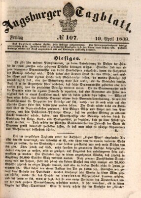 Augsburger Tagblatt Freitag 19. April 1839