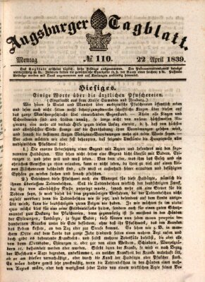 Augsburger Tagblatt Montag 22. April 1839