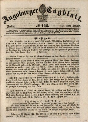 Augsburger Tagblatt Freitag 17. Mai 1839