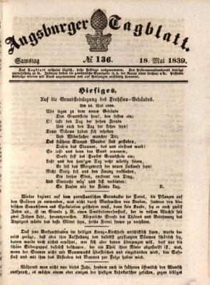 Augsburger Tagblatt Samstag 18. Mai 1839