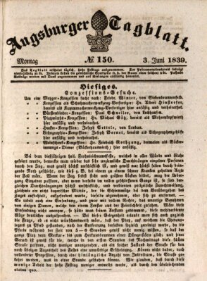 Augsburger Tagblatt Montag 3. Juni 1839