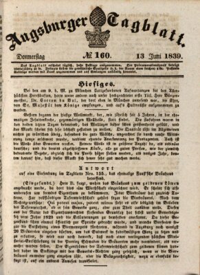 Augsburger Tagblatt Donnerstag 13. Juni 1839